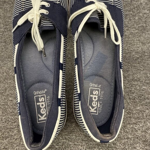 ✅Keds Loafers Womens 9 Striped Navy Blue and White Ortholite Slip On Boat Shoes - Picture 4 of 10